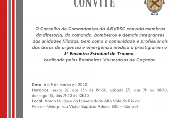 Convite para o 3° Encontro Estadual de Trauma 0