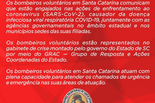 Bombeiros Voluntários engajados nas ações de enfrentamento ao novo coronavíus 0